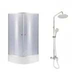 Комплект для душевої Latwa: Душева кабіна LLSC9090SATMIDGR2SET+Душева система на 3 споживача LDLAT1030CRM45417