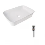 Комплект Qtap Virgo N: Раковина накладная 560x380x130 мм, White, прямоугольная + Донный клапан Pop-up PU02