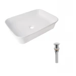 Комплект Qtap Virgo N: Раковина накладная 560x380x130 мм, White, прямоугольная + Донный клапан Pop-up PU02