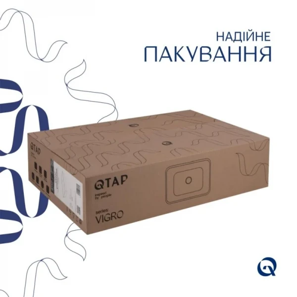 Комплект Qtap Virgo N: Раковина накладная 560x380x130 мм, White, прямоугольная + Донный клапан Pop-up PU02