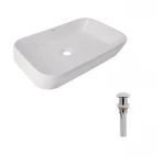 Комплект Qtap Scorpio: Раковина накладная 550x390x120 мм, White, прямоугольная + Донный клапан Pop-up PU02