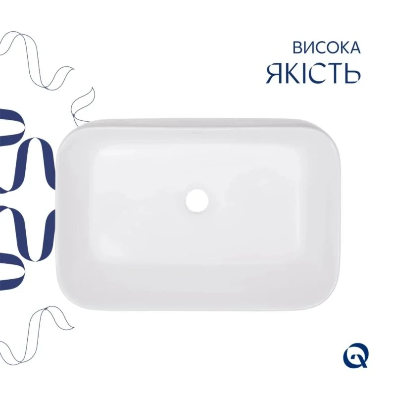 Комплект Qtap Scorpio: Раковина накладная 550x390x120 мм, White, прямоугольная + Донный клапан Pop-up PU02
