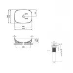 Комплект Qtap Cardinal: Раковина накладная 500×380×140 мм, White, овальная + Донный клапан Pop-up PU02