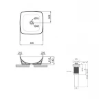 Комплект Qtap Kolibri: Раковина накладная 400x400x140 мм, White, квадратная + Донный клапан Pop-up PU02