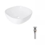 Комплект Qtap Kolibri: Раковина накладная 400x400x140 мм, White, квадратная + Донный клапан Pop-up PU02