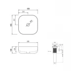 Комплект Qtap Kolibri: Раковина накладная 425x425x140 мм, White, квадратная + Донный клапан Pop-up PU02