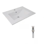 Комплект Albatross: Раковина врезная мебельная 620x460x180 мм, White, прямоугольная + Донный клапан Pop-up PU02O