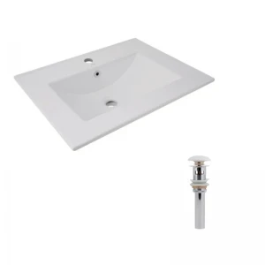 Комплект Albatross: Раковина врезная мебельная 620x460x180 мм, White, прямоугольная + Донный клапан Pop-up PU02O
