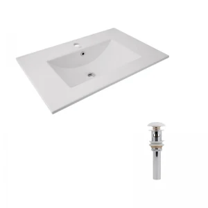 Комплект Albatross: Раковина врезная мебельная 720x460x180 мм, White, прямоугольная + Донный клапан Pop-up PU02O