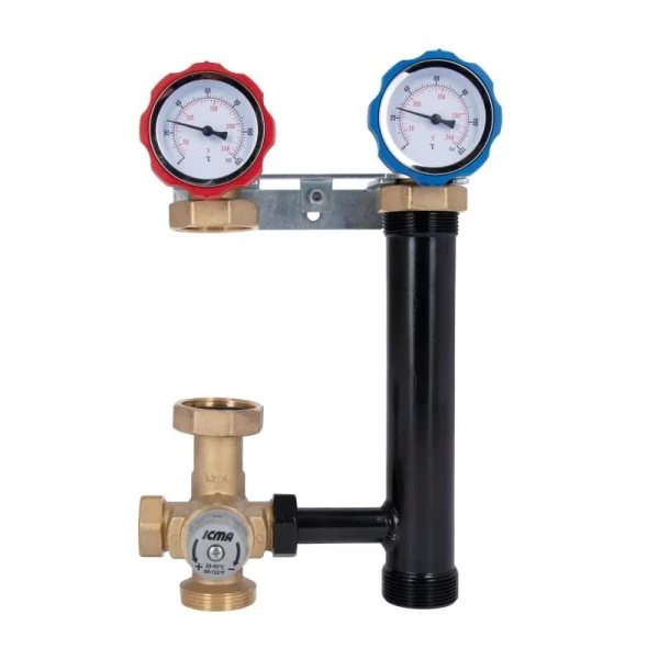 Насосная группа Icma №R004 с ручной регулировкой и термостатическим смесителем правое подключение 1 1/2