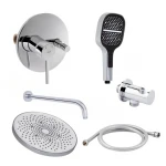 Комплект для душу Qtap Spring Chrome: Змішувач QTSPRCRM0102+QTTRU120CRM45926+Лійка QTHLA107CRM45787+QTCRMBH030+LDNIA09CRM35459+Лійка QTRUC125CRM45956