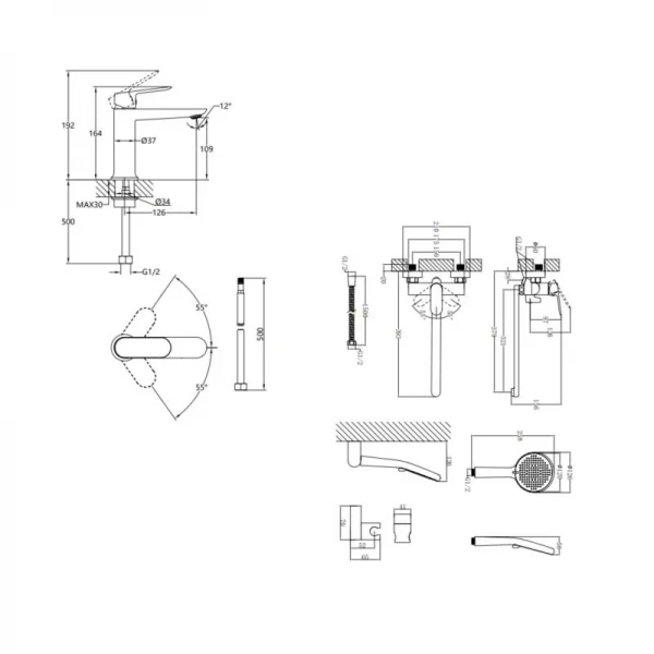 Акционный набор для Ванной комнаты  Qtap Evia Смеситель для раковины QTEVI2701CRM47576 Chrome+Qtap Evia Смеситель для ванны QTEVI260CRM47579 Chrome