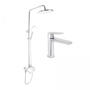 Акционный набор для душевой комнаты Qtap Evia Смеситель для раковины QTEVI2701CRM47576 Chrome+Qtap Evia Душевая система универсальная QTEVI111CRM47583 Акционный набор для душевой комнаты Qtap Evia Смеситель для раковины QTEVI2701CRM47576 Chrome+Qtap Evia Душевая система универсальная QTEVI111CRM47583