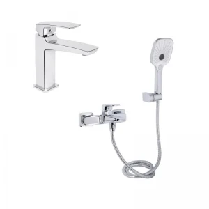 Акційний набір для Ванної кімнати Qtap Tern Змішувач для раковини QTTER2701CRM47584 Chrome+Qtap Tern Змішувач для ванни QTTER259CRM47586 Chrome