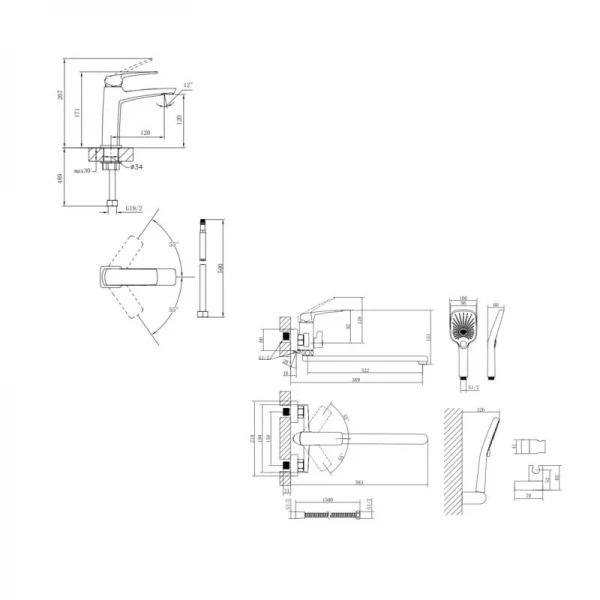 Акционный набор для Ванной комнаты Qtap Tern Смеситель для раковины QTTER2701CRM47584 Chrome+Qtap Tern Смеситель для ванны QTTER260CRM47587 Chrome