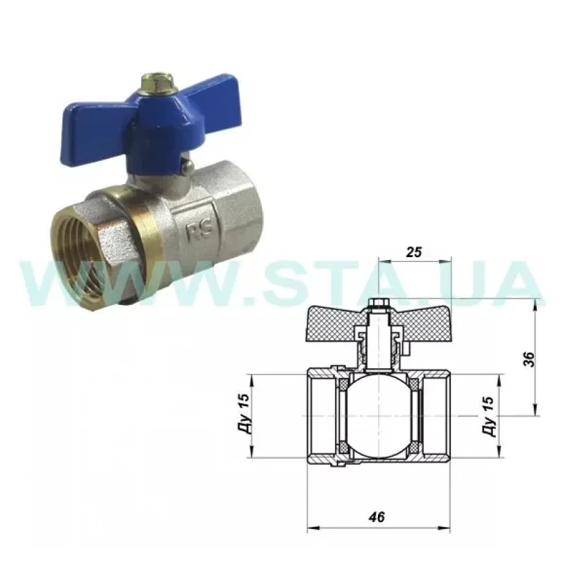 Кран кульовий STA    1/2