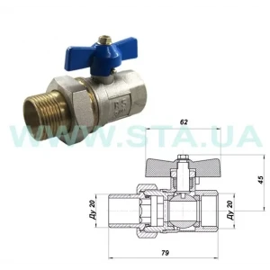 Кран кульовий з американкою STA    3/4