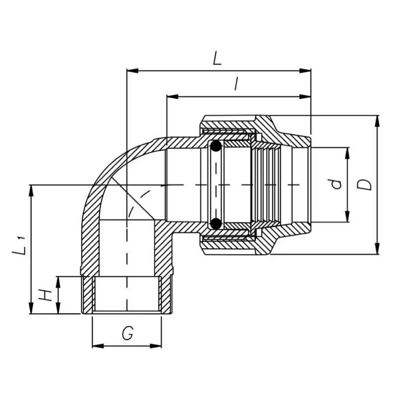 Колено 90° ITAL ПЭ 40 мм x 1 1/2