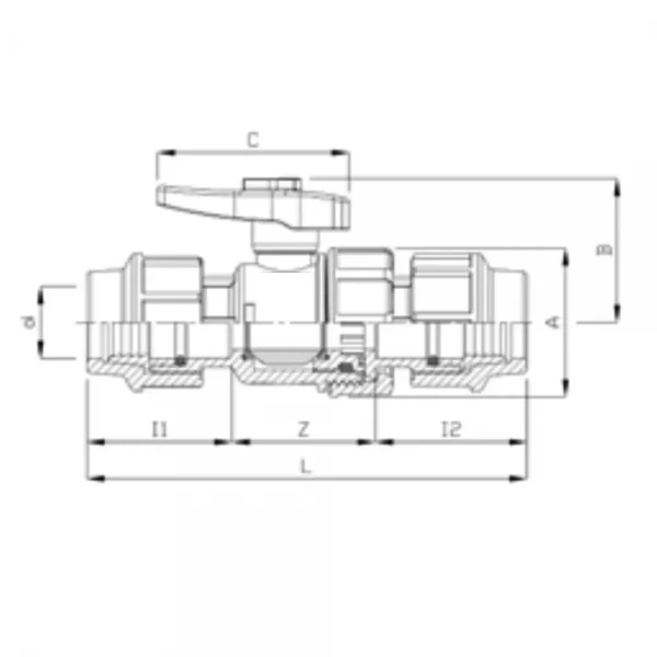 Кран компрессионный шаровый ITAL ПЭ 32 мм для полиэтиленовой трубы.