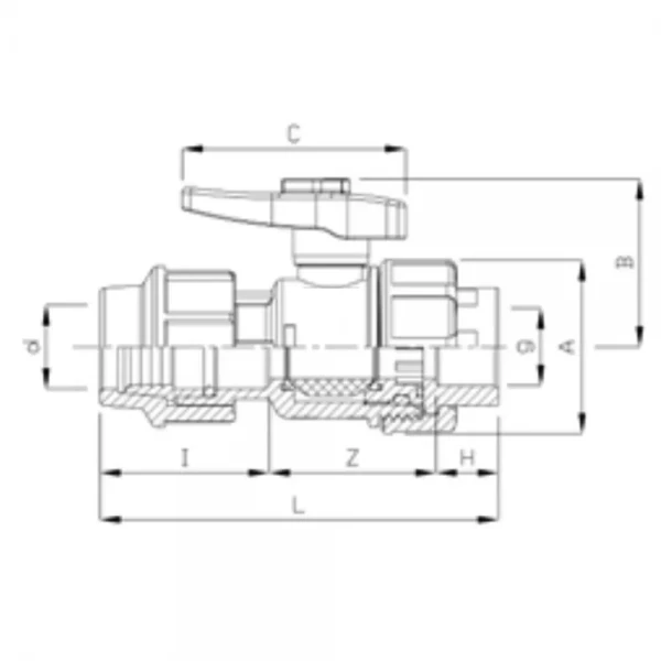 Kомпресійний ПЕ кульовий кран ITAL 25 мм х 3/4