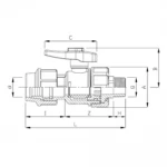 Компресійний ПЕ кульовий кран ITAL 40 мм х 1 1/4