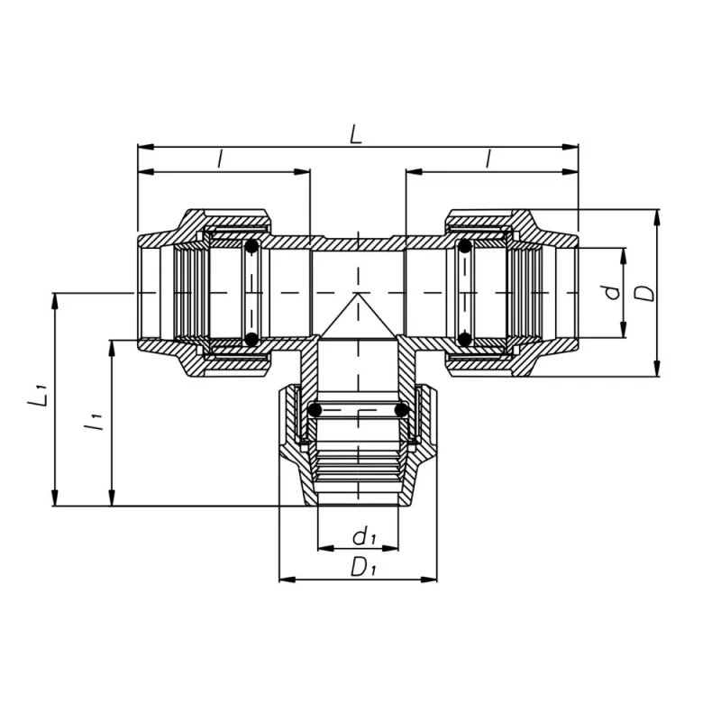 Редукционный тройник ITAL 25 x 20 x 25 мм полиэтиленовый
