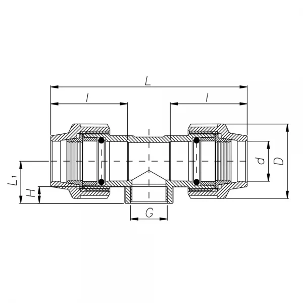 Трійник ПЕ з внутрішньою різьбою ITAL 50 мм х 1 1/2