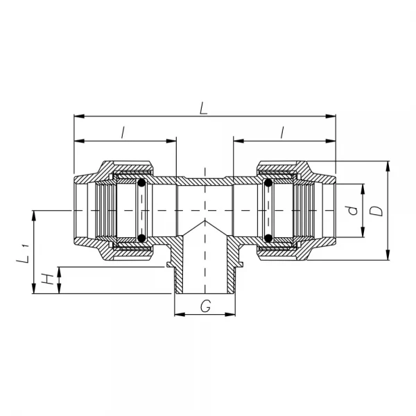 Трійник ПЕ із зовнішньою різьбою ITAL 63 мм х 2