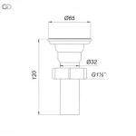 У0100.3100 Випуск сифону нерж. Ø65мм+зливний патрубок Ø32мм {30}