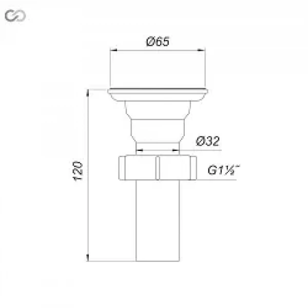 У0100.3100 Випуск сифону нерж. Ø65мм+зливний патрубок Ø32мм {30}