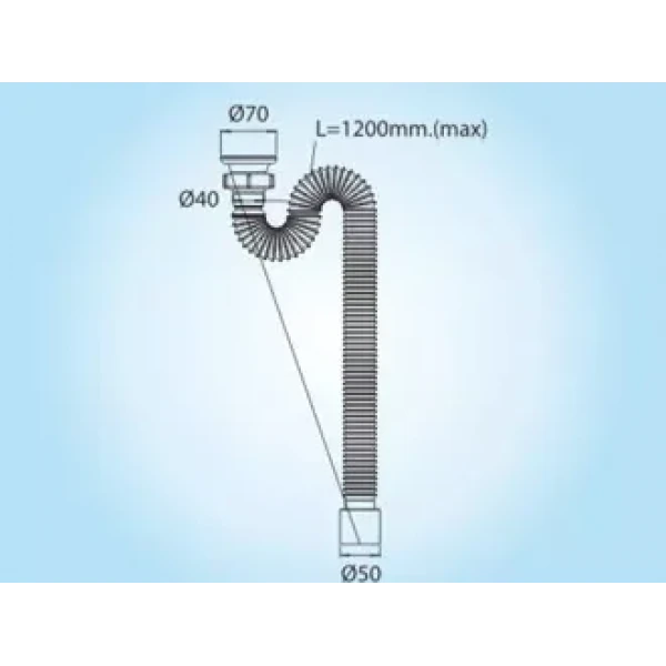 Г0106 Гофросифон нерж. випуск, гофра 1 1/2*40/50 1000мм