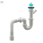 Н0110 кухня 1 1/2*40, різьб. нерж. випуск, прямоточ., пробка, пралка, гофротруба 40*40/50 {20}