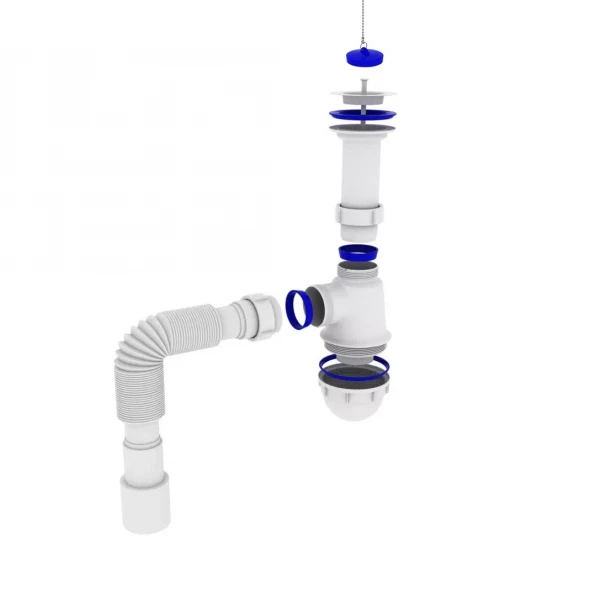 Сифон для кухонної мийки Kronoplast М-1050 1/2 з різьбовим випуском і гнучкою трубою Ø40х40/50 (SM11000043)