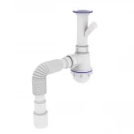 Сифон для кухонної мийки Kronoplast М-1550 1 1/2* 40 зі збільшеним корпусом і відведенням до пральної машини (SM13000043)