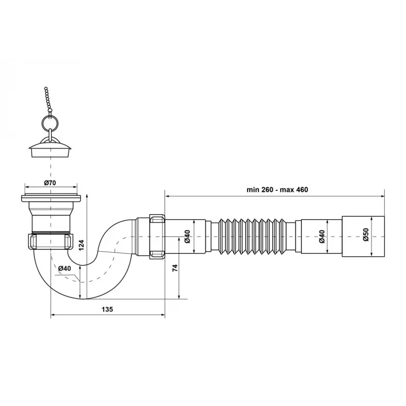 Сифон для душевого поддона KRONO PLAST П-1055 1 1/2