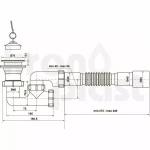 Сифон для ванни Kronoplast П-0555 1 1/2″, з ревізією та гнучкою трубкою Ø40 x 40/50 (SR14000033)