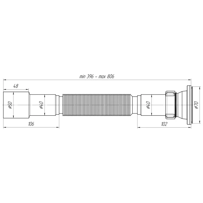 Сифон гофрований ANI-plast G106, 1 1/2