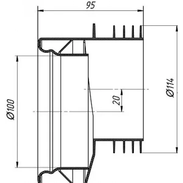 Манжета ексцентрична ANI-plast W0410 із випуском Ø110 мм