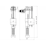 Наливний механізм бачка унітазу ANI-plast WC5010 збоку G1/2