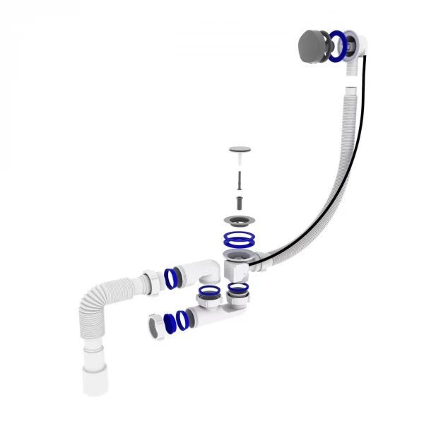 Сифон для ванни Kronoplast В-0550 ПА 40/50 напівавтомат з переливом, 580 мм (SR27400733)