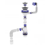 Сифон для кухонної мийки Kronoplast М-1050-Е 40/50 з гнучким прямокутним переливом (SM27010343)