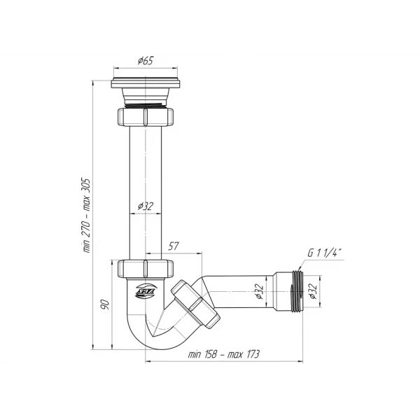 BD1000 Сифон для біде 1 1/4*32 {15}