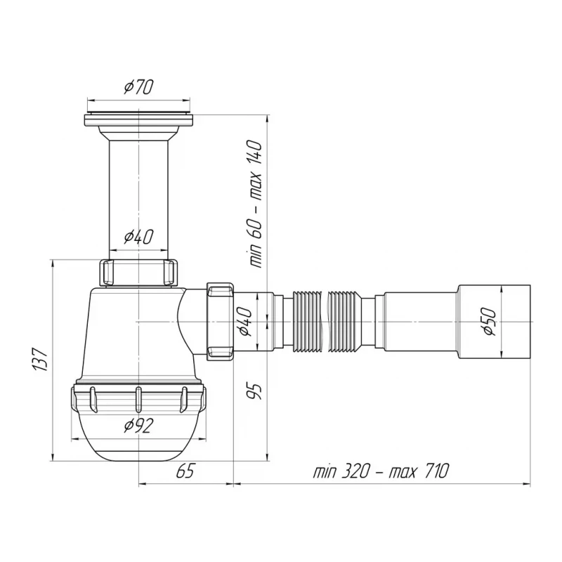 Сифон для мийки ANI-plast A0515, 1 1/2