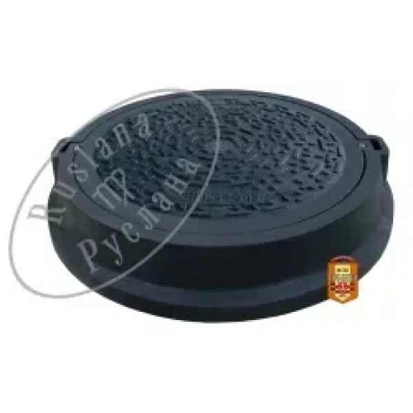 Люк РУСЛАНА тяжелый Черный Евро с полимер-песчаным замком (D-400) диаметр корпуса 820 мм, диаметр крышки 665 мм (нагрузка 40 т)