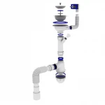 Сифон для кухонної мийки Kronoplast М-1550-Е 1/2 з відведенням для підключення пральної машини Ø40х40/50 (SM27020343)