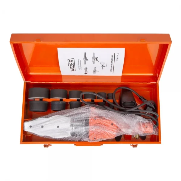 Аппарат для пайки пластиковых труб WEZER CF-63-15 2000 Вт с парными насадками Ø20-63