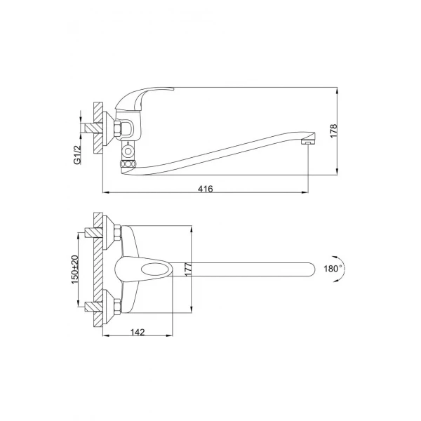Смеситель для ванны FRAP F2103 хромированный