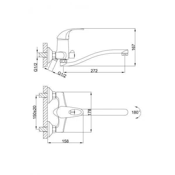 Смеситель для ванны FRAP F2203 хромированный
