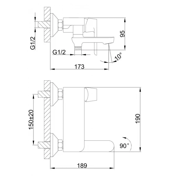 Смеситель для ванны FRAP F3234 белый/хром