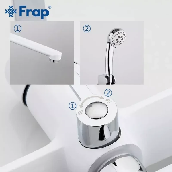 Смеситель для ванны FRAP F2241 белый/хром